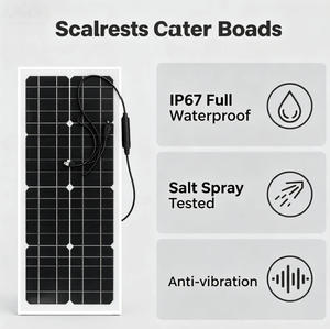 แผงโซลาร์เซลล์แบบยืดหยุ่นสำหรับเรือเดินสมุทร 300W ประสิทธิภาพ 24.9% กันน้ำ ทนต่อการสั่นสะเทือน ผลิตจากไฟเบอร์กลาส รุ่น TOPCON-300W - Product Image 5