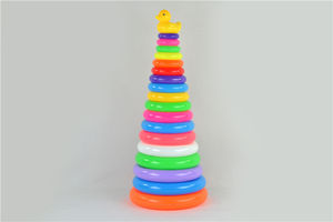 Montessori a 20 strati che impilano giocattoli di plastica torre arcobaleno educativa per far imparare ai bambini numeri colorati mentre giocano - Product Image 3