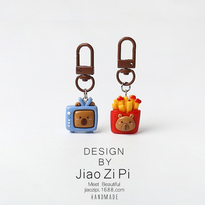 Phim hoạt hình cappibala món tráng miệng Keychain dễ thương Mặt dây chuyền Ba lô treo đồ trang sức cá nhân hàng ngày tất cả các trận đấu phụ kiện Keychain - Product Image 3