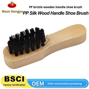 निर्माता थोक होको/ओएम मॉडल 100 जूता ब्रश लकड़ी का हैंडल नायलॉन पीपी ब्रिस्टल फ्लैट हेड सफाई धूल हटाने - Product Image 5