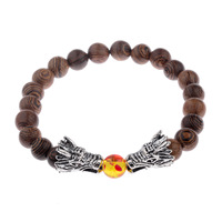 Bracelet élastique en perles de bois style chinois Dragon de 8 mm, bijoux de mode, vente en gros