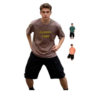 TKAN101D gros personnalisé hommes surdimensionné goutte épaule Vintage brodé tricoté 100% coton transfert de chaleur imprimé T-Shirt - Product Image 1