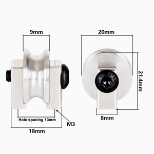 Poulie de guidage d'axe en fil de cuivre torsadé, poulie en acier chromé dur 20*9 mm avec distance entre les trous de 13 mm - Product Image 1