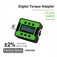 Adaptateur de couple numérique 1/2" 135 Nm pour clés à cliquet et douilles, mesure de couple fiable ±2% pour les distributeurs