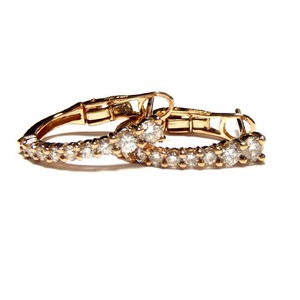 Bijoux fins vintage en gros, boucles d'oreilles créoles personnalisées en or rose 18 carats avec diamants de haute qualité, pour fêtes et mariages, pour femme - Product Image 1