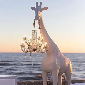 JYLIGHTING Customization Resin sculpture Giraffe in love Indoor or Outdoor Chandelier Lamp Deer Statue glass chandelier