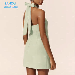 Nouvelle robe personnalisée sans manches à col en V avec boutons, robe d'été pour femmes à dos ouvert - Product Image 4