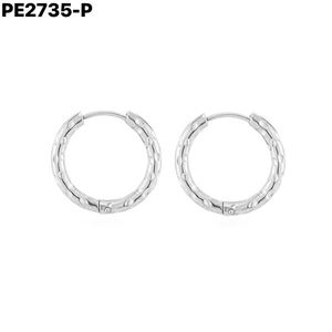 เอมี่ เอมี่ ฮูปต่างหูโลหะผสมชุบเงิน สไตล์คลาสสิกสำหรับผู้หญิง PE2735 - Product Image 1