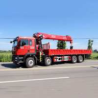 Camion-grue Sinotruk équipé d'une flèche télescopique de 16 tonnes et d'une cabine supérieure, idéal pour les travaux de levage en ingénierie civile