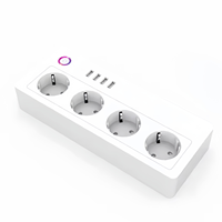 Multiprise intelligente WiFi SLS avec 4 prises et 4 ports USB, IP44, 16A, norme EU/UK/US, contrôle par application Tuya/Smart Life, compatible Alexa