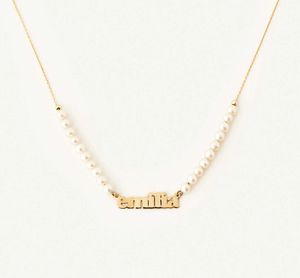 Ispirare gioielli Custom 18K oro placcato in acciaio inox <span class=keywords><strong>nome</strong></span> collana <span class=keywords><strong>con</strong></span> catene di perle personalizzate Design moda - Product Image 1