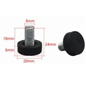 M8x20x18mm Screw in Threaded Adjustable Feet Glide Levelers for Patio Furniture Chairs and Tables base 20mm