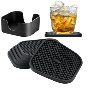 Posavasos de silicona de 10 cm, redondos, antideslizantes, aislantes del calor y drenantes para tazas de agua y café - Product Image 2