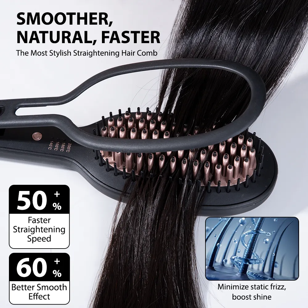 Hair Styling Tools Factory Electric Hair Straightener Comb 400F Hot Straightening Brush Professional heating comb