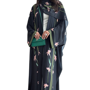 Ensemble deux pièces d'été inspiré du Moyen-Orient Cardigan floral imprimé modeste Foulard Robe d'extérieur - Product Image 5
