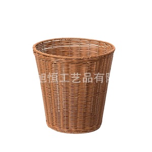 Cesta de Almacenamiento Redonda de Mimbre Sintético, Organizador de Ropa, Contenedor de Basura para Cocina, Artículos para Hotel - Product Image 2
