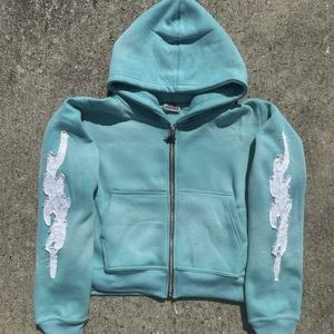 Custom Heavyweight Acid Wash Boxy <b>Cropped</b> <b>Hoodie</b> for Men Oversized Fleece Blank Pullover Distressed Streetwear <b>Zip</b> Hooded Collar - Product Image 3