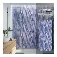 Panneau mural en PVC ignifuge, panneau mural en marbre, 48x110 pouces, bleu sodalite, finition brillante, montage mural, pour bureau, usage commercial