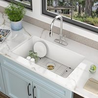 Évier de cuisine en granit composite quartz blanc classique à montage sous plan, 31'' x 18''