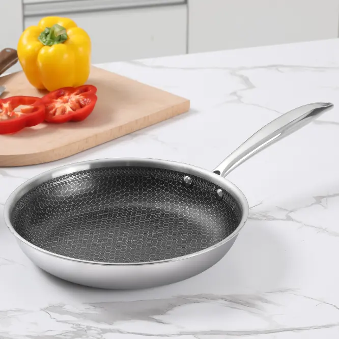 Full Size OEM Aço Inoxidável Non-stick Frying Pan Honeycomb Cerâmica com Hexagon Padrão Panelas conjunto