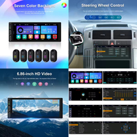 Autoradio Podofo 6,86 pouces, simple DIN, stéréo de voiture 1 DIN, CarPlay sans fil/filaire, Android Auto, lecteur MP5, WIFI, BT, microphone