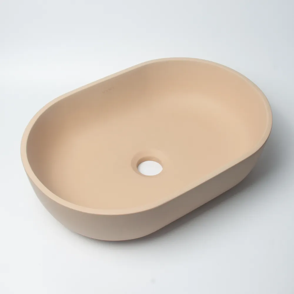Cemento beige bagno wc lavabo lavabo da appoggio in cemento ovale lavabo da bagno per hotel con lavello