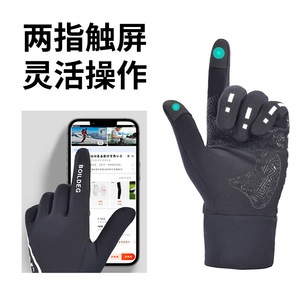 Running <b>Gloves</b> Black Fleece Lined <b>Touchscreen</b> Non Slip For Cycling Hiking Unisex Adult - Product Image 4