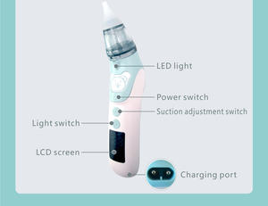 वेंकोकॉन ब्लू सिलिकॉन नाक नाक क्लीनर इलेक्ट्रिक बेबी एस्पिरेटर एलईडी लाइट स्मार्ट एलसीडी स्क्रीन और यूएसबी चार्जिंग लाइन के साथ - Product Image 3