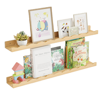 Rak Dinding Kayu Bergaya Scallop Set 2 Rak Buku Mengambang untuk Dekorasi Kamar Anak, Rak Pajangan Gambar Mengambang