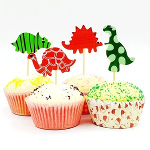 Cartone animato animale torta Topper decorazione Cupcake Toppers frutta stuzzicadenti in legno per bambini <span class=keywords><strong>festa</strong></span> di <span class=keywords><strong>compleanno</strong></span> Set - Product Image 1
