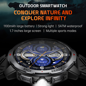นาฬิกาอัจฉริยะสำหรับกีฬากลางแจ้ง EDS KT88 พร้อมเข็มทิศ แบตเตอรี่ 1100mAh กันน้ำ 3ATM หน้าจอขนาดใหญ่ 1.7 นิ้ว โหมด SOS บลูทูธ 5.3 รองรับโหมดกีฬาหลากหลาย ผลิตในจีน - Product Image 2