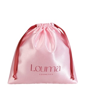 Sac à cordon en satin imprimé sur mesure pour emballages de cils de luxe, accessoires de mariée, soins de la peau, voyages et échantillons d'extensions capillaires - Product Image 1