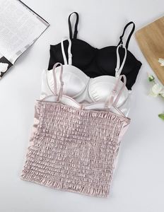 Camisola Cómoda con Pliegues I-0283, Estilo Moderno, Sexy, Sin Costuras, Sujetador Envolvente Invisible, Copa Fija, Tirantes, Top de Seda Helada - Product Image 6