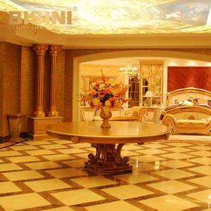 Mesa de madera Mesa redonda rectangular de madera maciza Silla de comedor dorada de madera maciza Reposabrazos Mesa de <span class=keywords><strong>restaurante</strong></span> Combinación de silla de comedor - Product Image 5