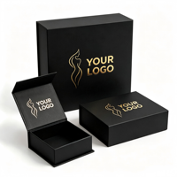 Coffret Cadeau Magnétique Noir Personnalisé avec Logo, 3 Boîtes Rigides de Luxe en Carton Pliant avec Dorure à Chaud, Emballage Recyclable et Écologique