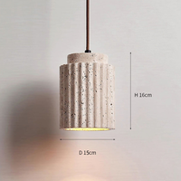 Lustre moderne créatif en pierre de travertin jaune Wabi Sabi, suspension LED réglable en hauteur, protection oculaire, sans fil, style moyen-siècle