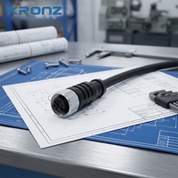 Connecteur femelle droit M12 pré-assemblé KRONZ 10M, 4 broches, alliage noir, câble blindé IP67, assemblage de capteur industriel circulaire