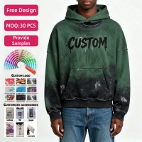 Sudadera con Capucha Personalizada para Hombre, 500 g/m², 100% Algodón, Lavada, con Estampado DTG, Corte Ajustado, Cuello Redondo, Puños Acanalados, Tejido de Punto