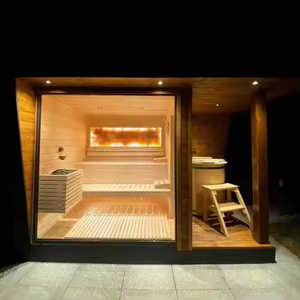 Moderna Cabina Sauna di Lusso da 2-6 Persone in Legno Massello di Cedro Rosso e Hemlock con Funzione Vapore Secco e Stufa Elettrica da 6-9 KW - Product Image 3