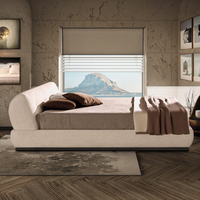 Meubles de chambre à coucher de style moderne pour hôtel et appartement de conception italienne, lit rembourré en tissu, taille Queen et King, lits doubles