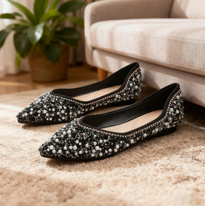 Rhinestone Satin Upper <b>Flat</b> Spring/Summer Women's Pumps with Low Heel and All-Matching Design - Product Image 4