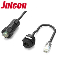 Jnicon-bloqueo de tornillo industrial M19, conector ethernet hembra cat6 rj45 con IP68