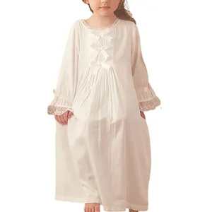 ガールズロリータホワイトプリンセススリープシャツヴィンテージ幼児キッズボウナイトドレス幼児女の子パジャマ女の子ナイトドレス