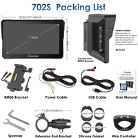 Carpuride W702S PRO+TPMS GPS moto 7 pouces avec écran IPS, étanche IP67, écran tactile Android, Carplay, guidon