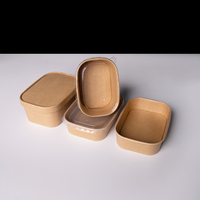 Boîte alimentaire rectangulaire en papier kraft jetable avec couvercle transparent, personnalisable OEM, vente en gros, éco-responsable
