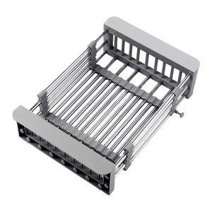 Égouttoir à vaisselle rétractable en acier inoxydable poli épais pour évier de cuisine, rangement de placard pour assiettes et bols - Product Image 3