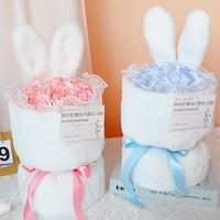 Charmant populaire mignon lapin oreille réaliste parfumé savon fleur Bouquet présent pour la Saint-Valentin et la fête des mères cadeaux