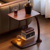 Table d'appoint en bois massif de style postmoderne, luxe léger, noyer noir, petite table basse, table d'angle mobile pour salon ou chambre