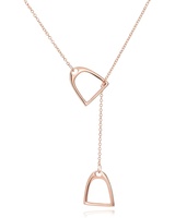 Collier Y réglable en fer à cheval en or 14K Pendentif Lariat pour étrier de cheval Collier pendentif en argent sterling pour étrier de cheval