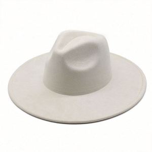 Men Women 9.5 CM Width Wool Felt Jazz Hat Wholesale Cheap Suede Wide Brim Fedora Hat - Product Image 4